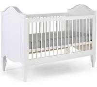 CHILDHOME Romantic White - Lit d'enfant - 70x140 cm massif en pin véritable blanc Hauteur réglable Lit évolutif avec sommier à lattes et barrière de sécurité amovible