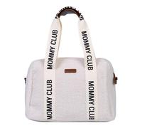CHILDHOME, Sac A Langer Bebe, Mommy Bag, Matelas a langer bebe Inclus, Nombreux Rangements, Attaches poussette, Bandoulière, Cuir Vegan, 22L, Mommy Club Signature, Teddy White