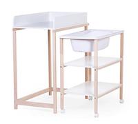 Childhome - Table à langer avec baignoire et roues Blanc Naturel