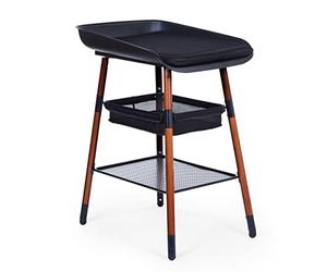 CHILDHOME, Table A Langer Bebe, Evolutive, 4 Hauteurs, Facile À Déplacer, Roues, Système Freinage, Robuste, Panier Rangement, Coussin Inclu, Evolux, Black Nut