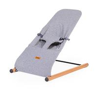 CHILDHOME, Transat Bébé, Ergonomique, Dès La Naissance, Mouvement Balance, Maintien Optimal Dos Et, Harnais Sécurité, Bois De Hêtre, Poche De Rangement,Transat Evolux, Jersey Gris Perle
