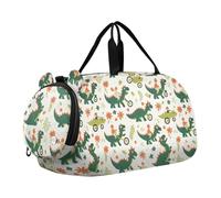 Childish Doodle Sac de sport avec compartiment à chaussures Grande capacité pour la pratique scolaire, le sport, les voyages Vert, Dino vert gribouillage enfantin, Moderne