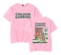 Childish Gambino T-shirt col rond à manches courtes pour homme et femme Impression décontractée Mode Hip Hop Streetwear, Rose - HL13944, M