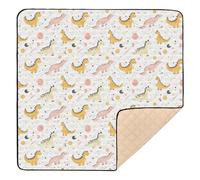 Childish Grand tapis de jeu antidérapant pour l'intérieur et l'extérieur Motif planètes de dinosaures et de dessins animés pour bébés, nourrissons et tout-petits, 127 x 127 cm
