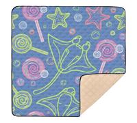Childish Manta Ray Lollipop Tapis de jeu coloré doux rembourré pour l'intérieur et l'extérieur Tapis de jeu portable pour bébés, enfants, tout-petits, nourrissons, 127 x 127 cm