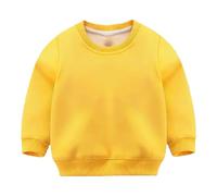 Children Automne Hiver Solide Pulls Hauts Manches Longues Col O Sweat-shirts Hiver Pull Fille 152, jaune, 6-7 ans