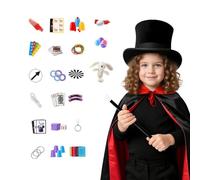 Children Magic Props - 6 Piece Costume Set, Foldable Magician Hat, Magic Wa
