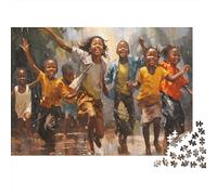 Children Running Joy 100% Recycled Cardboard Happy Kids Running 1000 Piece Puzzle for Adults The Impossible Challenge 70x50cm/1000pcs