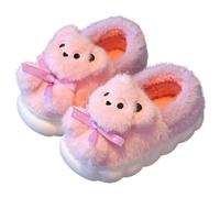Children Winter Slippers, House Warm Plush Slippers, Stylish Light Indoor Outdoor Slipper for Girls Boys, Cute Bear Pattern Cartoon (Pink A,27.5)