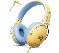Children's Audio Headphones,74/85dB Volume Limit,Stereo Sound,HD Sound,Foldable Over Ear Headphones for Children for School/Tablet/PC (Yellow Blue)