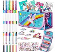Children's Colouring Pens, Unicorn Stationery Kit With Partial Fruit Fragrance Markers, Birthday Unicorn Toy And Gift Girl 4 5 6 7 8 9 10 Years (60 Pieces) (Blau), Blue, Kids