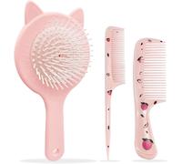 Children's Detangling Hair Brush,Children's Hair Brush and Comb Set for Girls Pink Mini Hair Brush Cute Hair Brush for Wet Dry Hair (Pink)