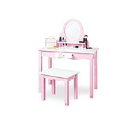 Coiffeuse pour enfants Jasmin avec tabouret Laqué MDF rose et laqu blanc Rose G