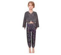 Children's Glitter Pants - Pantalon De Danse À Paillettes Imprimé Léopard pour Enfants De Grande Taille Pantalon De Jazz À Jambe Droite (Black 11-12Years)