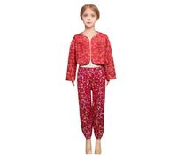 Children's Glitter Pants - Pantalon De Danse À Paillettes Imprimé Léopard pour Enfants De Grande Taille Pantalon De Jazz À Jambe Droite (Red 17-18Years)