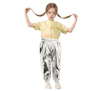 Children's Glitter Pants - Pantalon Droit Bronzé Brillant pour Costume d'enfant Pantalon De Fermeture De Danse Extensible (Silver 3-4 Years)