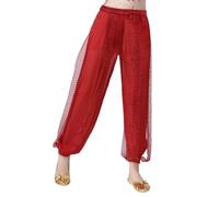 Children's Glitter Pants - Pantalon Long À Taille Élastique pour Filles pour Les Performances Et Les Activités De Plein Air Pantalon De Danse Et pour Les Tout-Petits De 3 À 8 Ans (Red 5-6 Years)