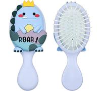 Children's Hair Brush,Anti-Static Curly Hair Brush,Detangling Brush,Dinosaur for Girls,Long,Curling and Thick (Blue)