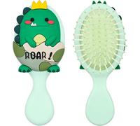 Children's Hair Brush,Anti-Static Curly Hair Brush,Detangling Brush,Dinosaur for Girls,Long,Curling and Thick Hair (Green)