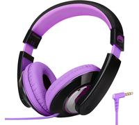 Children's Headphones Over Ear Wired Headphones with 3.5 mm Jack,Adjustable Headband for Girls,Boys,School,Travel,PC Phones for Children Over 4 Years Old (Black Purple)
