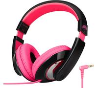 Children's Headphones Over Ear Wired Headphones with 3.5 mm Jack,Adjustable Headband for Girls,Boys,School,Travel,PC Phones for Children Over 4 Years Old (Black Pink)
