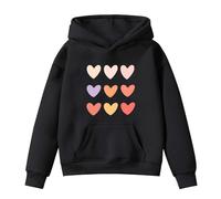 Children's Hooded Sweatshirt - À Capuche À Manches Longues S Et S Imprimé Lettres Doux Et Confortable Tenue Décontractée (Black 9-10 Years)
