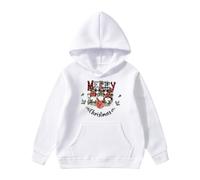 Children's Hooded Sweatshirt - À Capuche avec Imprimé Nain De Noël Nouvelle Mode Décontracté Poche Décorative À Capuche À Capuche en Polaire (White 11-12 Years)