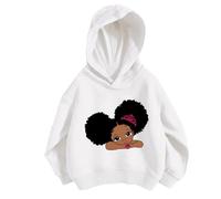 Children's Hooded Sweatshirt - À Capuche Décontracté Et S - Shirt De Sport À Imprimé Lettre Survêtement sans Poche (White 5-6 Years)