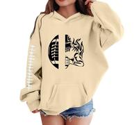 Children's Hooded Sweatshirt - À Capuche Imprimé Baseball pour Pull Doux Idéal Au Quotidien Ou pour Les Fêtes (Beige 5-6 Years)