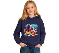 Children's Hooded Sweatshirt - À Capuche Imprimé Graphique pour Manches Longues Pull Décontracté en Polaire Douce Idéal pour Les Activités Sportives Et Au Quotidien Confortable À (Navy 11-12 Years)