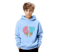 Children's Hooded Sweatshirt - À Capuche Imprimé Graphique Veste Polaire Décontractée avec Poche Avant Et Adolescents (Light Blue 7-8 Years)