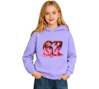 Children's Hooded Sweatshirt - À Capuche Imprimé Graphique Veste Polaire Décontractée avec Poche Et Adolescents (Light Purple 3-4 Years)