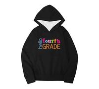 Children's Hooded Sweatshirt - Enfants S S Automne Hiver Saison Scolaire Quatrième Année Lettre Imprimée À Manches Longues À Capuche Chaud Et Confortable Hauts Vêtements (Black 8-9 Years)
