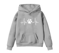 Children's Hooded Sweatshirt - Pull Ras du Cou À Manches Longues en Tricot Imprimé (Grey 8-9 Years)