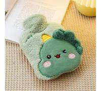 Children's Hot Water Bottle,Removable And Washable Plush Hot Water Bottle,Hot Water Bottle For Relieving Stomach,Back And Leg Pain,Hot Water Bottle (Green)