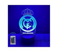 Children's Lamp Gift, Real Madrid Football 3D Lamp, 16 Light Colors and Remote Control, Gift for Football Playing Children