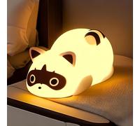 Children's Night Light Rechargeable Baby Bedside Lamp With Usb Raccoon Silicone Touch Led Night Light, Child Gift Toy Boys And Girls