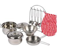 Childrens Toy Metal Cooking Pots, Pans, Oven Glove & Utensils Set Gustav