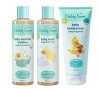 Childs Farm | Baby Regime Bundle | Hydratant pour bébé 200 ml, nettoyant pour bébé et bulles pour bébé 250 ml | Convient aux nouveau-nés à la peau sèche, sensible et sujette à l'eczéma