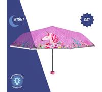Child's Girl's Boy Pink Unicorn Folding Umbrella Small Manual Umbrella With Reflective Details Durable And Safe Visible Children's Parasol Diameter 91 Cm Kids.[V474]