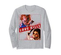 Child's Play Chucky and Tiffany Love Kills Manche Longue, Unisexe pour Adultes, Gris Chiné, XXL