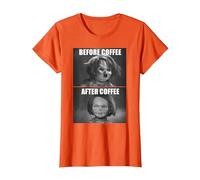 Child's Play Chucky Before Coffee After Coffee T-Shirt, Femme, Orange, 3XL
