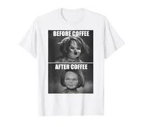 Child's Play Chucky Before Coffee After Coffee T-Shirt, Homme, Blanc, 3XL