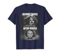 Child's Play Chucky Before Coffee After Coffee T-Shirt, Homme, Bleu Marine, L