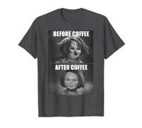 Child's Play Chucky Before Coffee After Coffee T-Shirt, Homme, Chiné Foncé, 3XL