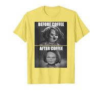 Child's Play Chucky Before Coffee After Coffee T-Shirt, Homme, Citron, 3XL