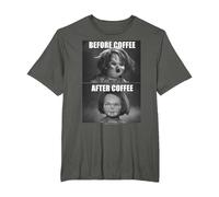 Child's Play Chucky Before Coffee After Coffee T-Shirt, Homme Grandes Tailles, Asphalte, 3X Tall