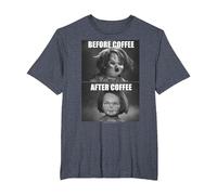 Child's Play Chucky Before Coffee After Coffee T-Shirt, Homme Grandes Tailles, Bleu Chiné, 3X Tall