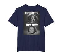 Child's Play Chucky Before Coffee After Coffee T-Shirt, Homme Grandes Tailles, Bleu Marine, 3X Tall