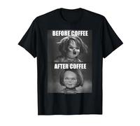 Child's Play Chucky Before Coffee After Coffee T-Shirt, Homme, Noir, XL